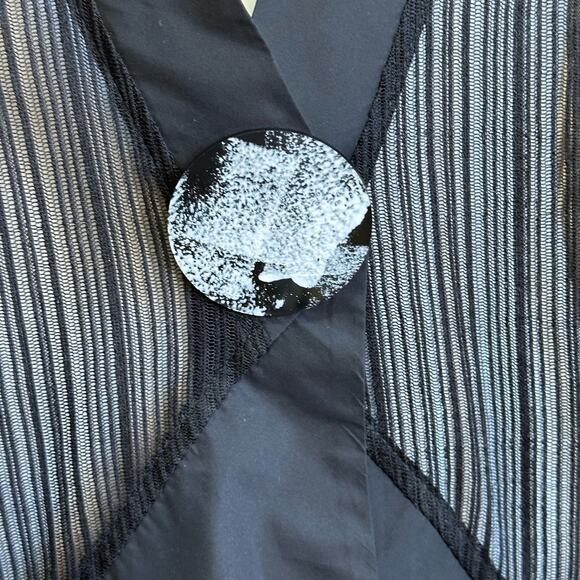 Naya Black Mesh Waistcoat Large Button Lagenlook Avant Garde Vest Sz2=M NWT $365 - Picture 9 of 16